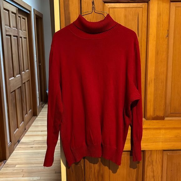 Lane Bryant lightweight Turtleneck Sweater Red holidays Sz 18/20 cotton blend - Picture 1 of 13